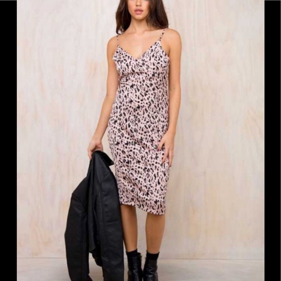 pink leopard slip dress